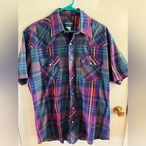 Wrangler Purple and Red Casual Button Down Shirt